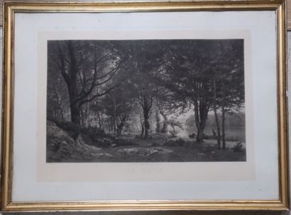 Lithographie en noir et blanc 
D'après une...