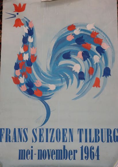 Set of 4 posters: 
- grape varieties of Alsace...