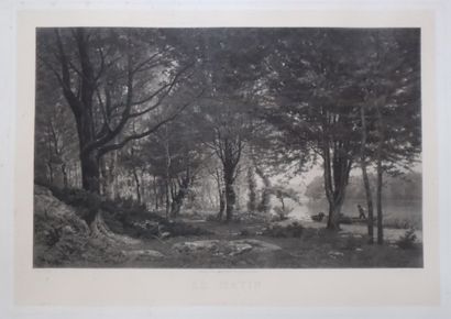 Lithographie en noir et blanc 
D'après une...
