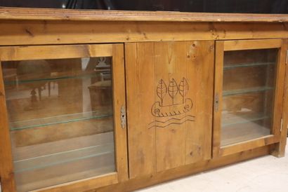 Large bar cabinet in molded pitchwood with...