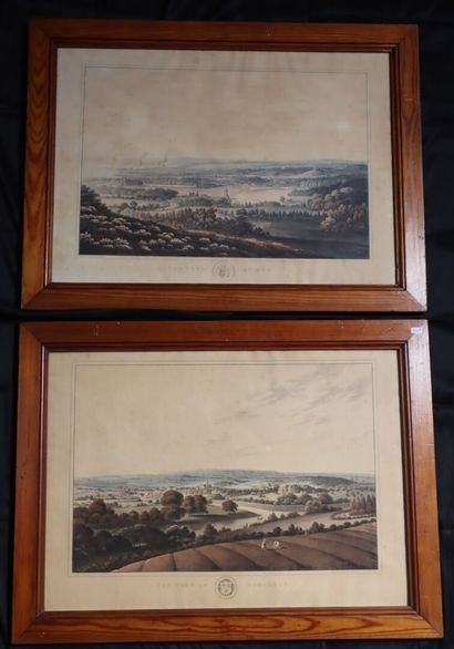 Pair of English color lithographs 
