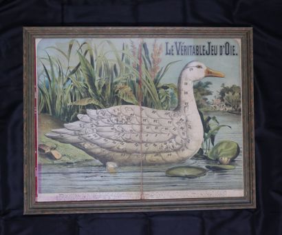 Goose board framed under glass with ceruse...