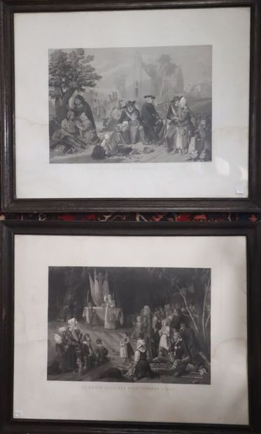 Deux lithographies en noir : d'après Lucien...