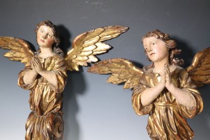 Pair of gilded wood sconce brackets depicting...