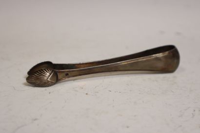 Two silver sugar tongs, one openwork with...