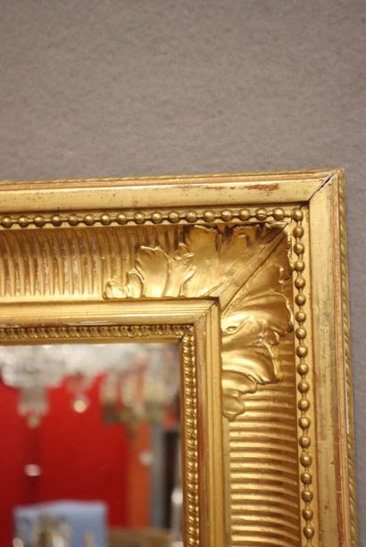 Gilded molded wood square mirror decorated...