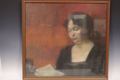 Madeleine COINTEAU. 
Femme à la lecture 
Pastel
58...