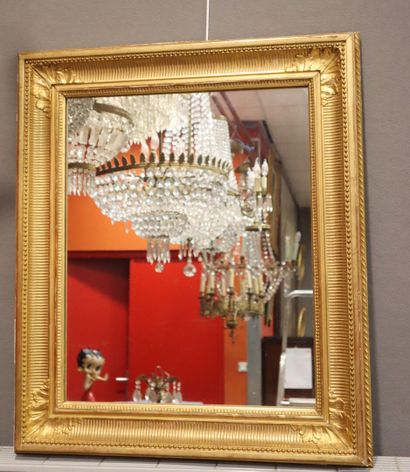 Gilded molded wood square mirror decorated...