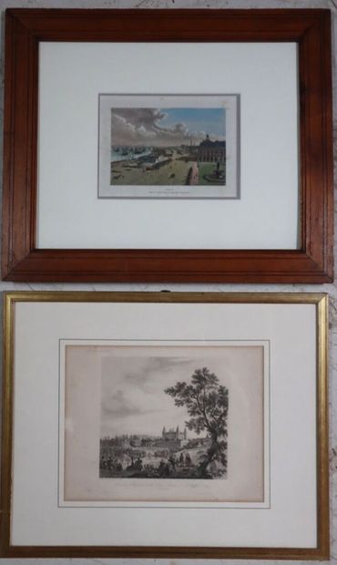 Paire de lithographies :
- Bordeaux, dessin...