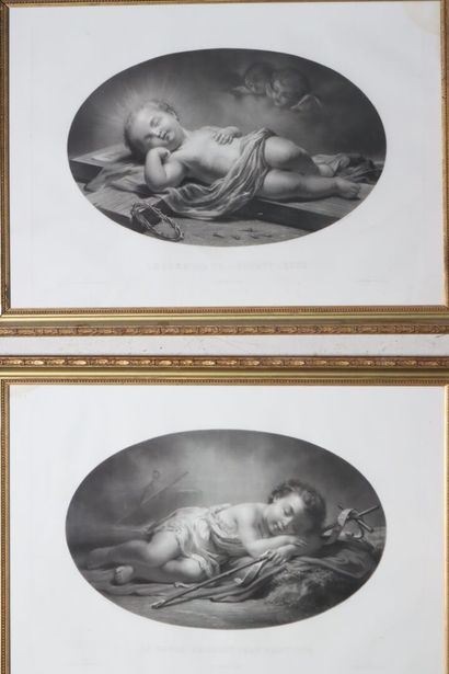 Pair of black lithographs 
after All FELD:...