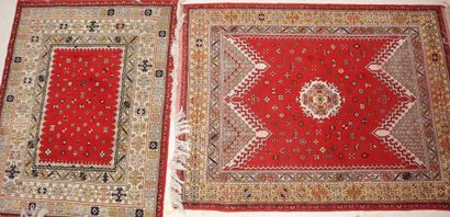 Wool rug in the Persian style 
red background,...