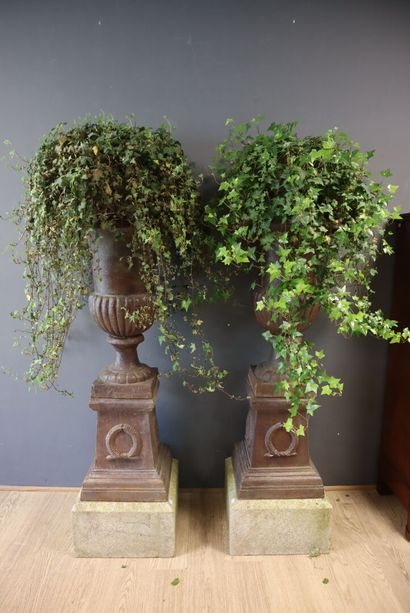 Pair of Medici vases with gadroon decoration...