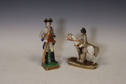 Two ceramic groups: Napoleon on horseback...