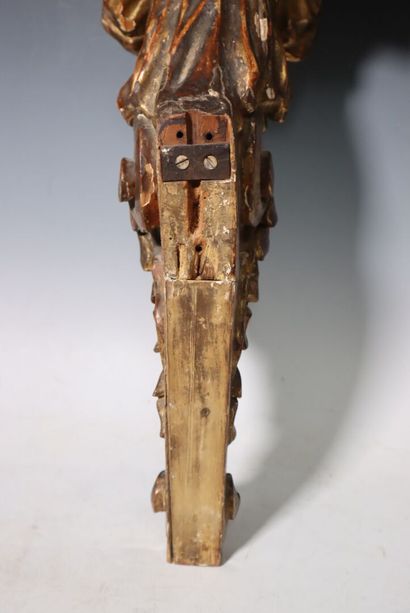 Pair of gilded wood sconce brackets depicting...