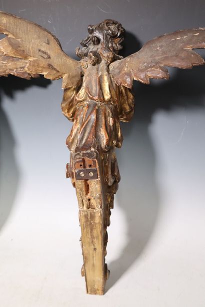 Pair of gilded wood sconce brackets depicting...
