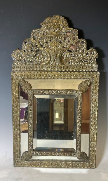 Glass in the Dutch style with repoussé brass...