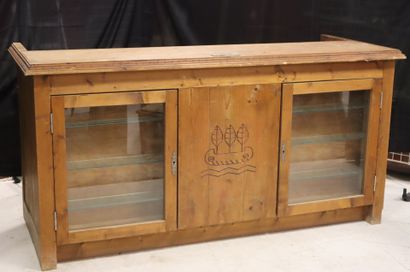 Large bar cabinet in molded pitchwood with...