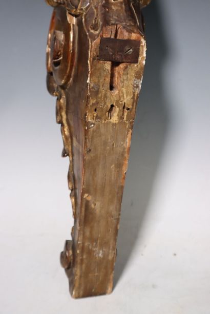 Pair of gilded wood sconce brackets depicting...