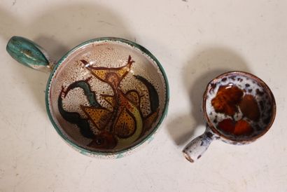 Set of two earthenware pans, one Vallauris...