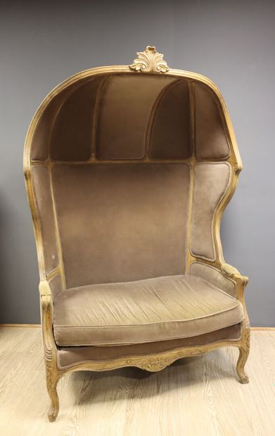 Large confessional or carriage armchair in...