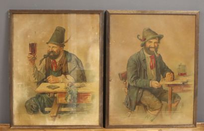 Two chromolithographs: seated drinkers. 
46,...