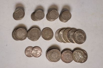Lot of silver coins : 
54 coins 10 FF Turin,...