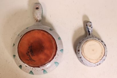 Set of two earthenware pans, one Vallauris...