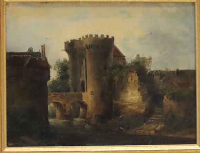 19th century French school 
View of a ruin...