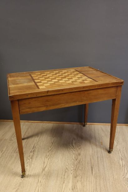 Walnut tric trac table, with removable top...