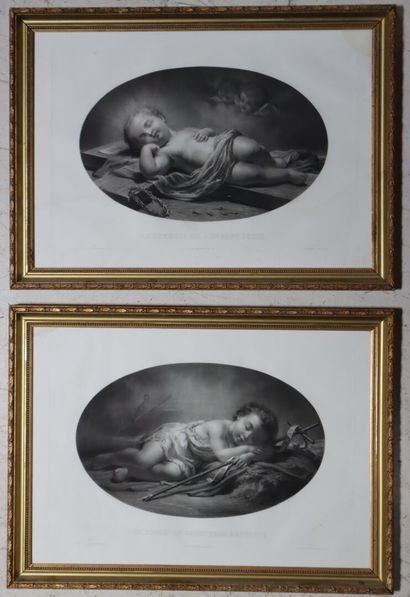 Pair of black lithographs 
after All FELD:...