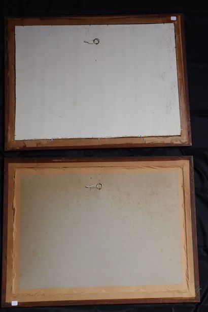Pair of English color lithographs 
