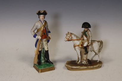 Two ceramic groups: Napoleon on horseback...