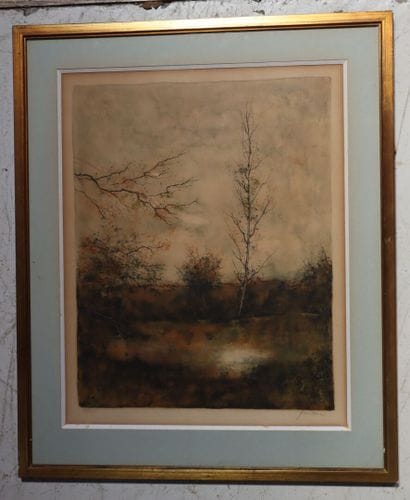 20th century school
view of a lake 
Print,...