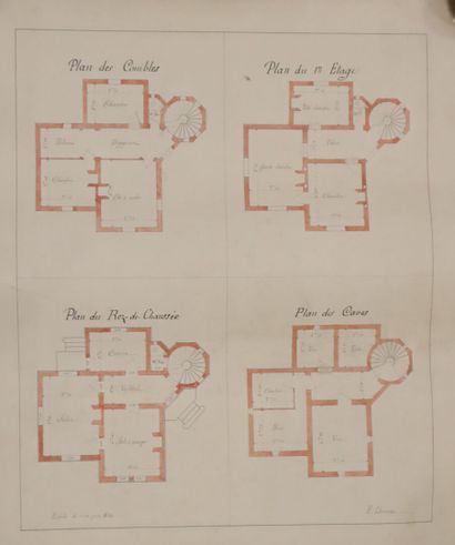 Architectural plans, including by E. Lhumeau...