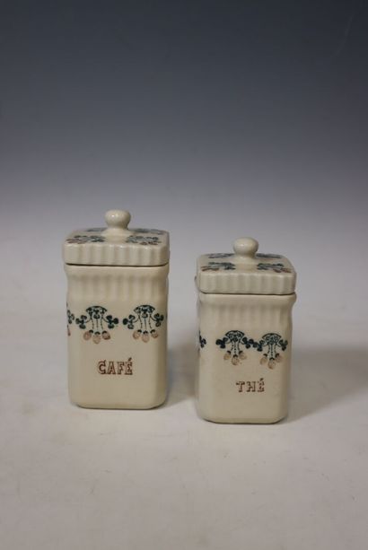 Small ceramic tea and coffee pot with flower...