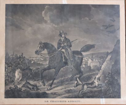 19th-century black lithograph after Vernet:...