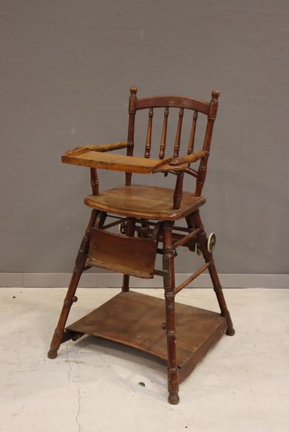 Natural wood turned baby high chair 
Early...