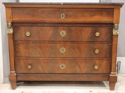 Commode scribane en acajou et placage de...