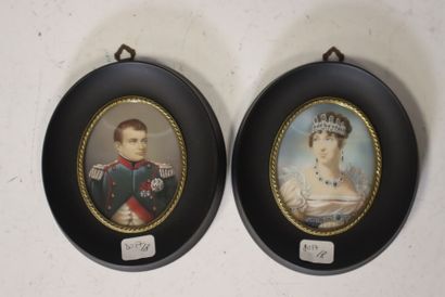 Paire de miniatures représentant Bonaparte...
