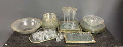 Part of a table service in faceted glass...