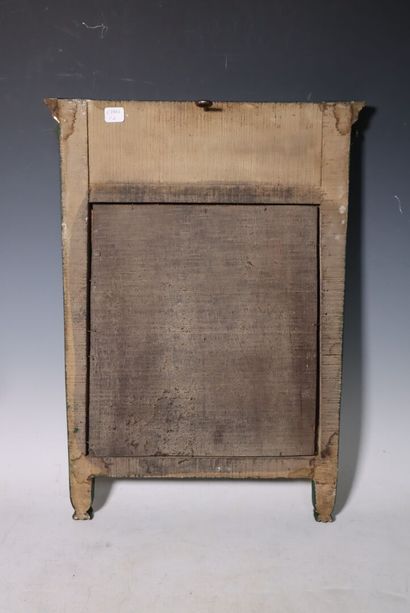 Miroir à colonnes en bois doré et vert à...