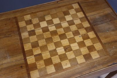 Walnut tric trac table, with removable top...