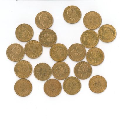 20 monnaies or : 20 Lires Victor Emmanuel...