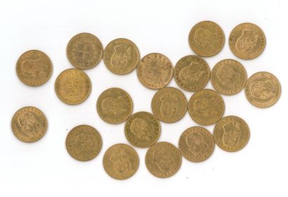 20 monnaies or : 20 Lires Victor Emmanuel...