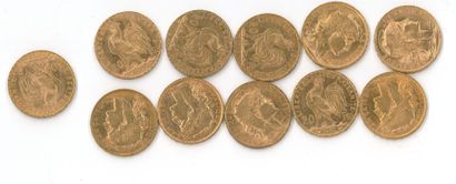 11 gold coins : 20 FF Coq 1905