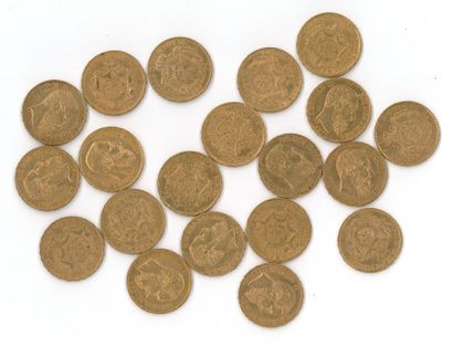 20 monnaies or : 20 F Belgique Léopold II...