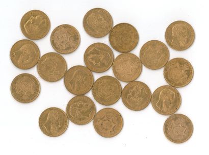 20 monnaies or : 20 F Belgique Léopold II...
