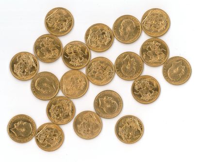 20 monnaies or : Souverain George V (1912...