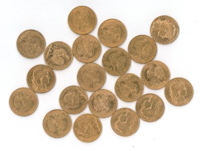 20 gold coins : 20 FF Coq 1906