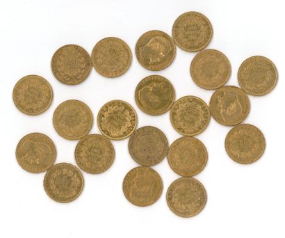 20 gold coins : 20 FF Napoléon III bare head...